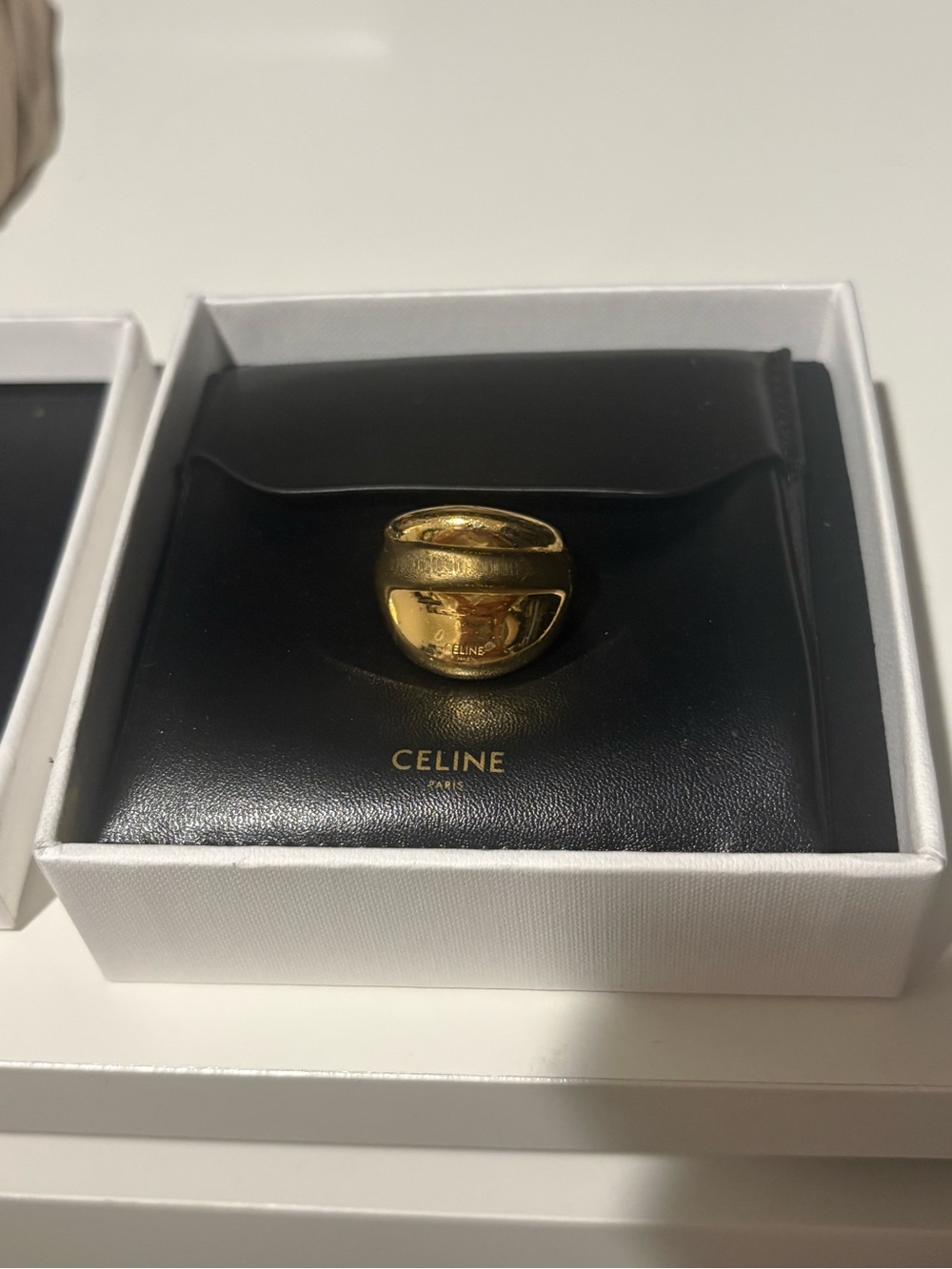 Celine Polished Gold Dome Statement Ring